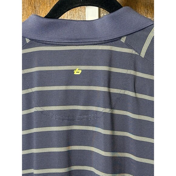 Bolle Golf Tech Polo Shirt Mens XXL Blue Striped Performance Active Short Sleeve - Picture 4 of 7